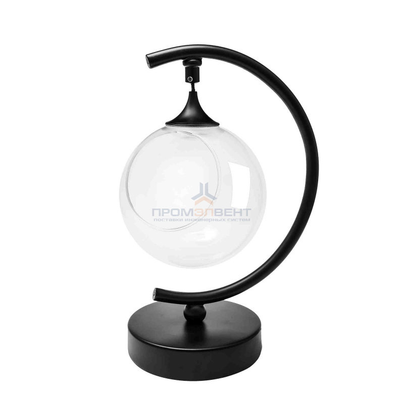 FT-02-01 Фитосветильник настольный, светодиодный, стеклянный шар Ø120мм, 5 В, 1Вт, диммер, USB-штекер длиной 1,8 м, С-образный, черный (без наполнения)