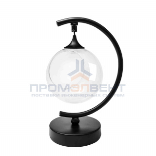 FT-02-01 Фитосветильник настольный, светодиодный, стеклянный шар Ø120мм, 5 В, 1Вт, диммер, USB-штекер длиной 1,8 м, С-образный, черный (без наполнения)